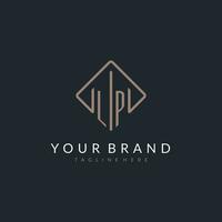 LP initial logo with curved rectangle style design vector