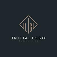 LG initial logo with curved rectangle style design vector