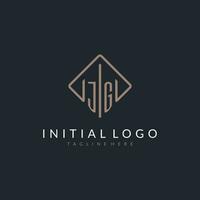 JG initial logo with curved rectangle style design vector