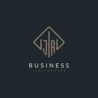 JR initial logo with curved rectangle style design vector