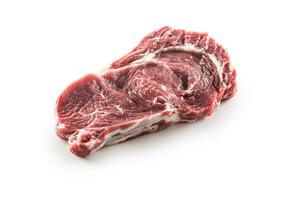 Beef Rib Eye steak isolated on white background photo