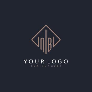 NB initial logo with curved rectangle style design vector