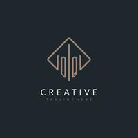 OQ initial logo with curved rectangle style design vector