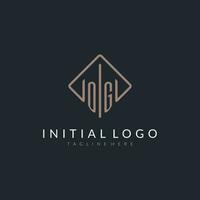 OG initial logo with curved rectangle style design vector