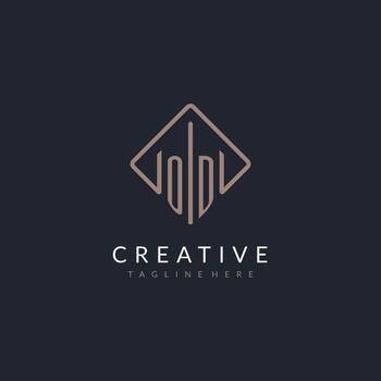 OD initial logo with curved rectangle style design vector