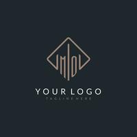 MO initial logo with curved rectangle style design vector