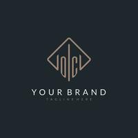 OC initial logo with curved rectangle style design vector