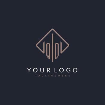 QO initial logo with curved rectangle style design vector