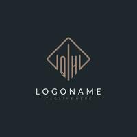 QH initial logo with curved rectangle style design vector