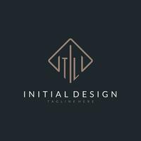 TL initial logo with curved rectangle style design vector