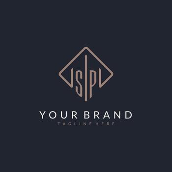 SP initial logo with curved rectangle style design vector