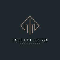 TT initial logo with curved rectangle style design vector