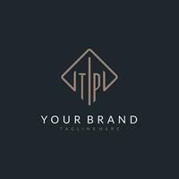 TP initial logo with curved rectangle style design vector