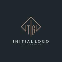 TG initial logo with curved rectangle style design vector