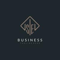 SE initial logo with curved rectangle style design vector