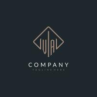 VA initial logo with curved rectangle style design vector