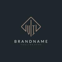 VI initial logo with curved rectangle style design vector