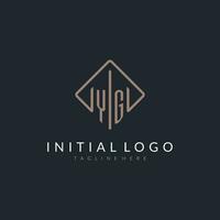 YG initial logo with curved rectangle style design vector