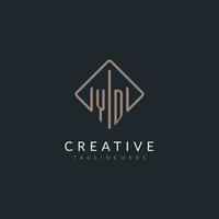 YD initial logo with curved rectangle style design vector