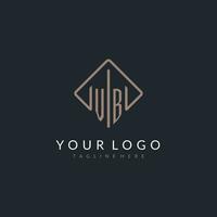 VB initial logo with curved rectangle style design vector