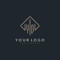 YO initial logo with curved rectangle style design vector