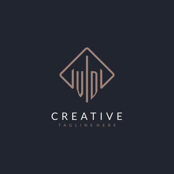 VD initial logo with curved rectangle style design vector