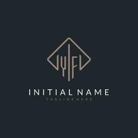 YF initial logo with curved rectangle style design vector