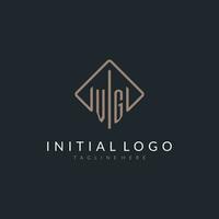 VG initial logo with curved rectangle style design vector