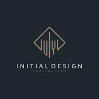 UY initial logo with curved rectangle style design vector