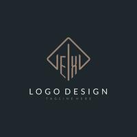 EX initial logo with curved rectangle style design vector