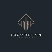 NX initial logo with curved rectangle style design vector