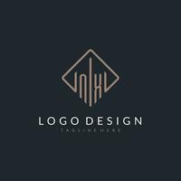 NX initial logo with curved rectangle style design vector