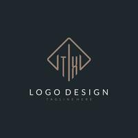 TX initial logo with curved rectangle style design vector
