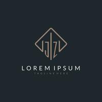 JZ initial logo with curved rectangle style design vector