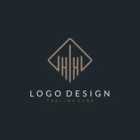 HX initial logo with curved rectangle style design vector