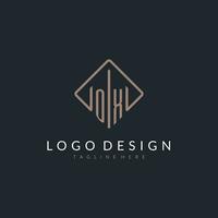 OX initial logo with curved rectangle style design vector