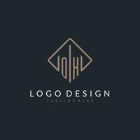 OX initial logo with curved rectangle style design vector