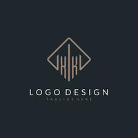 XK initial logo with curved rectangle style design vector