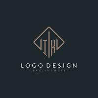 IX initial logo with curved rectangle style design vector