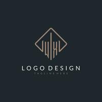 WX initial logo with curved rectangle style design vector