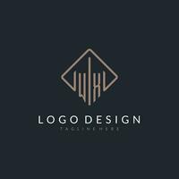 WX initial logo with curved rectangle style design vector