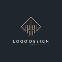 KX initial logo with curved rectangle style design vector