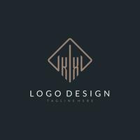 KX initial logo with curved rectangle style design vector