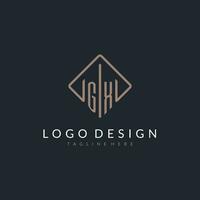 GX initial logo with curved rectangle style design vector