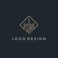 SX initial logo with curved rectangle style design vector