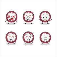 Slice of mangosteen cartoon character with nope expression vector