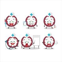 Doctor profession emoticon with slice of mangosteen cartoon character vector