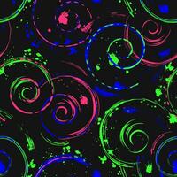 Neon pattern with spiral shapes, swirls, twirls vector