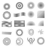 circulo medios tonos resumen punteado círculos, redondo medios tonos geométrico puntos y popular Arte textura vector