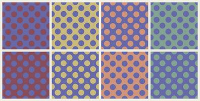 Seamless big polka dot pattern background set. Color very peri. Design texture elements for fabric, tile, banner, template, card, cover, poster, backdrop, wall. Vector illustration.